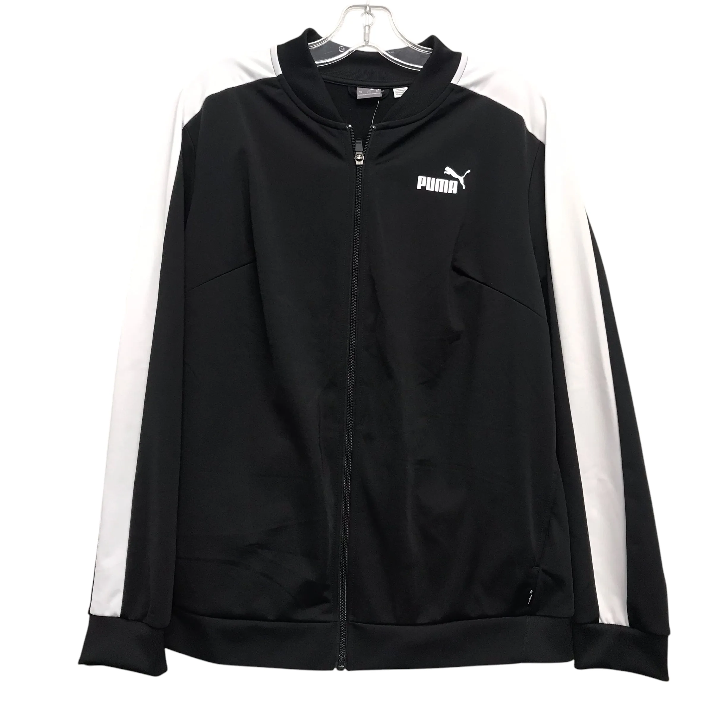 Wrinkle Free Fabric Windproof Design Athletic Jacket By Puma In Black & White, Size:2X