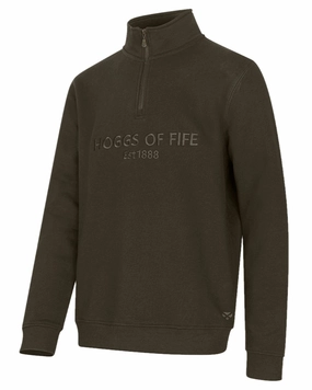 Hoggs of Fife Mens Galloway 1888 Plain Quarter Zip Sweatshirt Timeless Minimal Plus Fit
