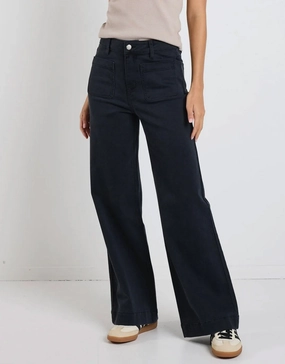 Zoey High Rise Stretch Denim Jean - Black Double Layered Knees Outfit Ease