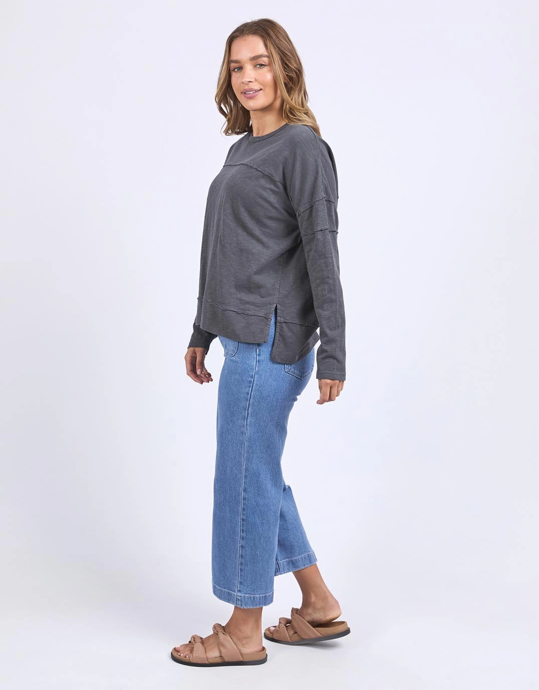 Comfortable and Chic Daily Outfit Style Jayne Throw On Top - Charcoal