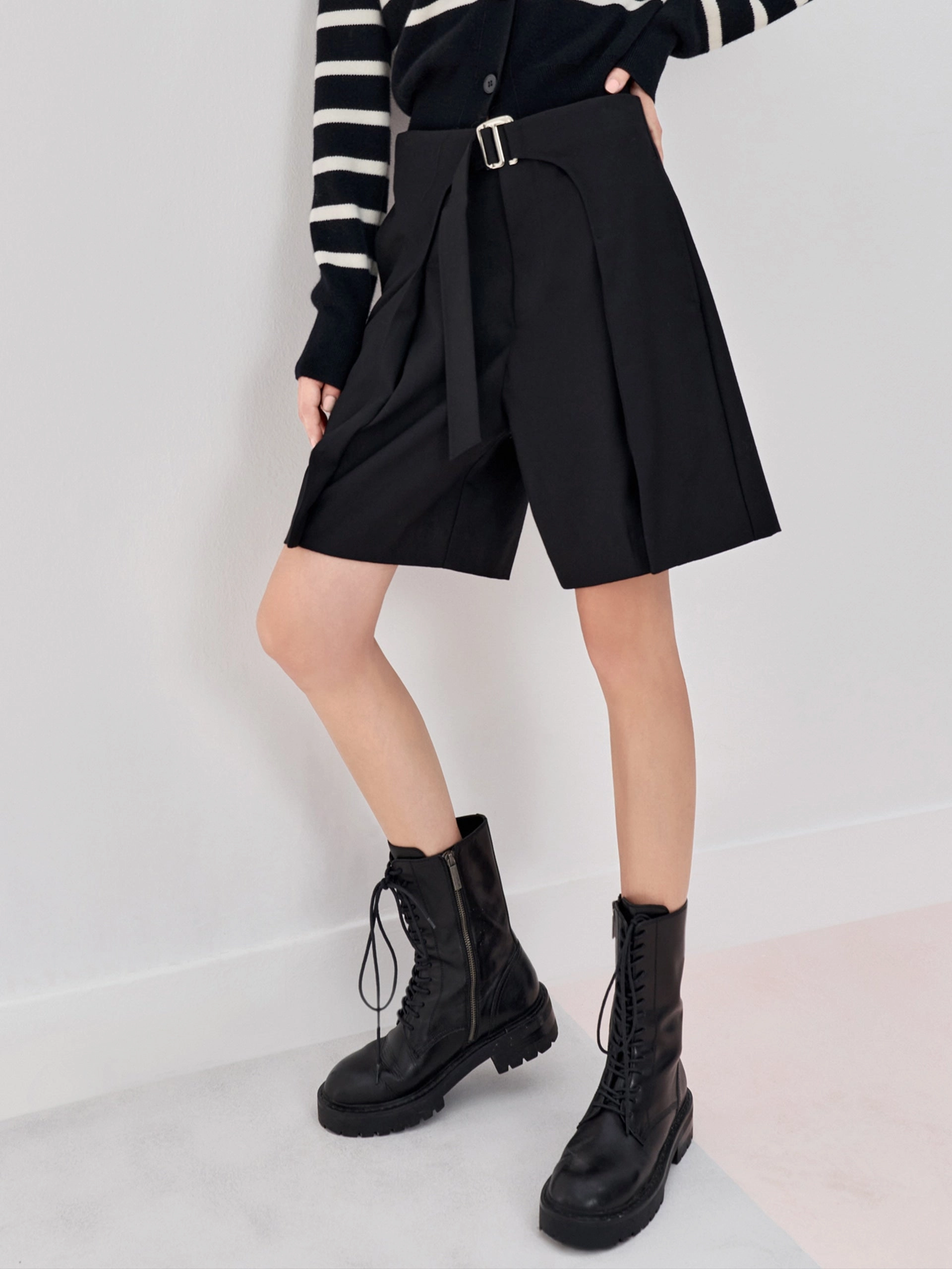 Modern Aesthetic HOT SALE Deconstructed Shorts with Belt
