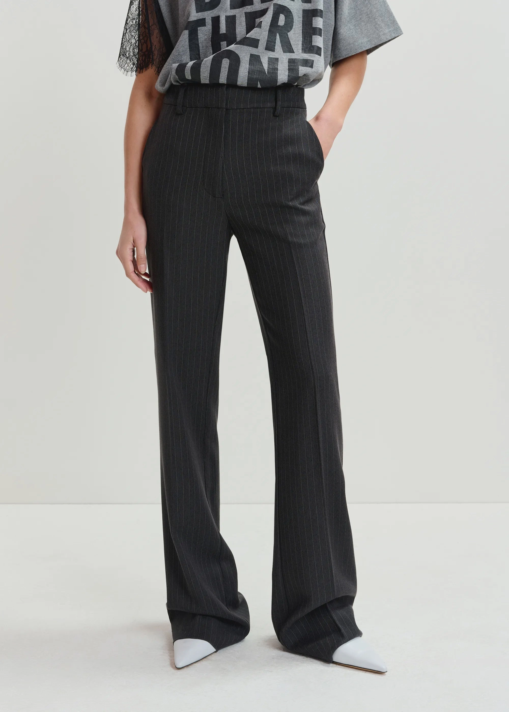Essentiel Antwerp Invade Fitted Flared Pants in Shadow Body Friendly