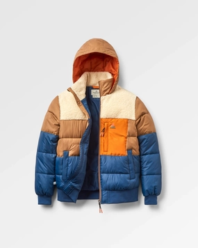Inspire Recycled Insulated Hooded Jacket - Dark Denim/Toffee Versatile Daily Layer Comfortable Fabric