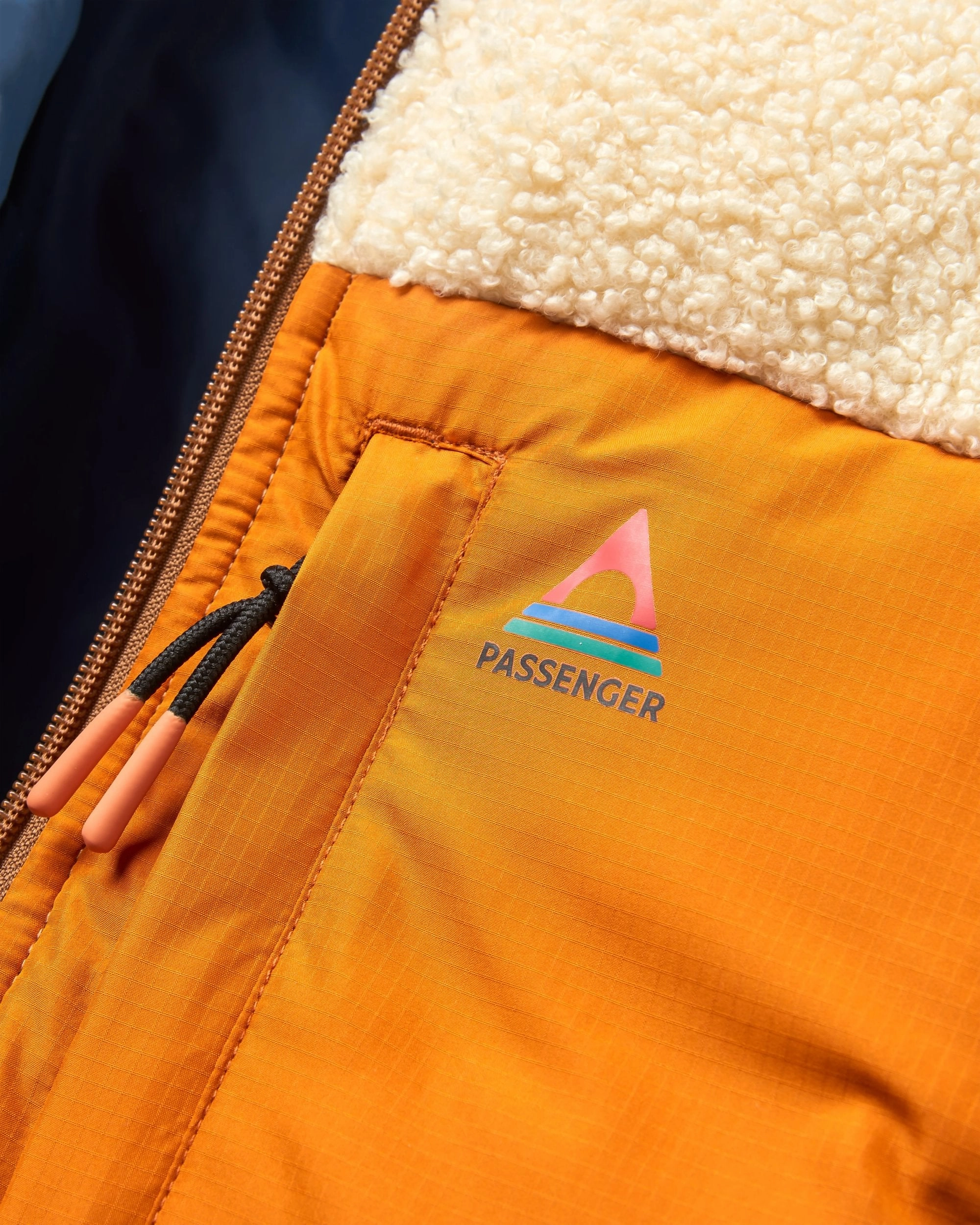 Inspire Recycled Insulated Hooded Jacket - Dark Denim/Toffee Packable Feature