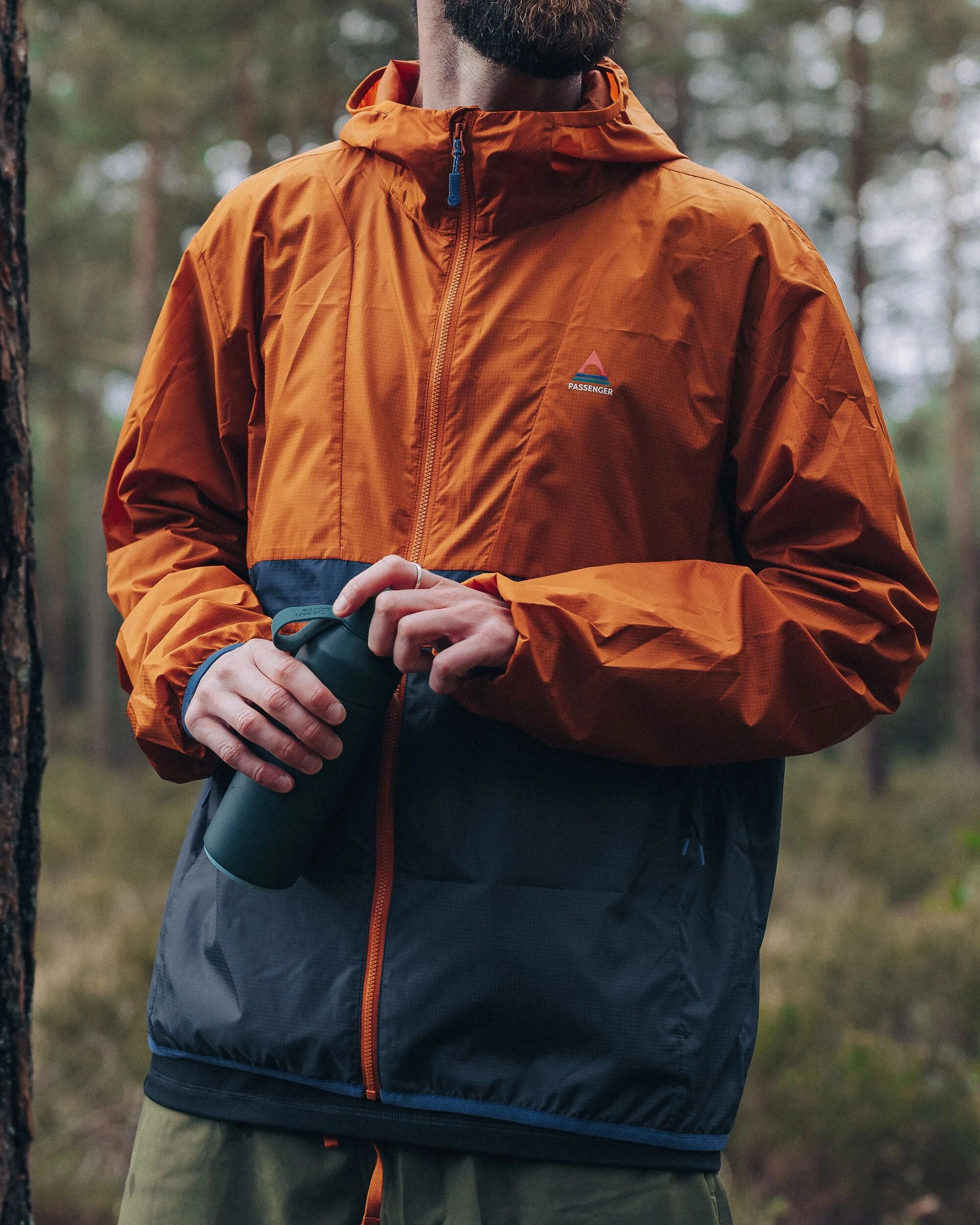 Travel Street Style Winter Ready Gusto Recycled Windshell Jacket - Sunset Orange/Charcoal