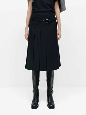 Irregular Hem Pleated Skirt Subtle Details