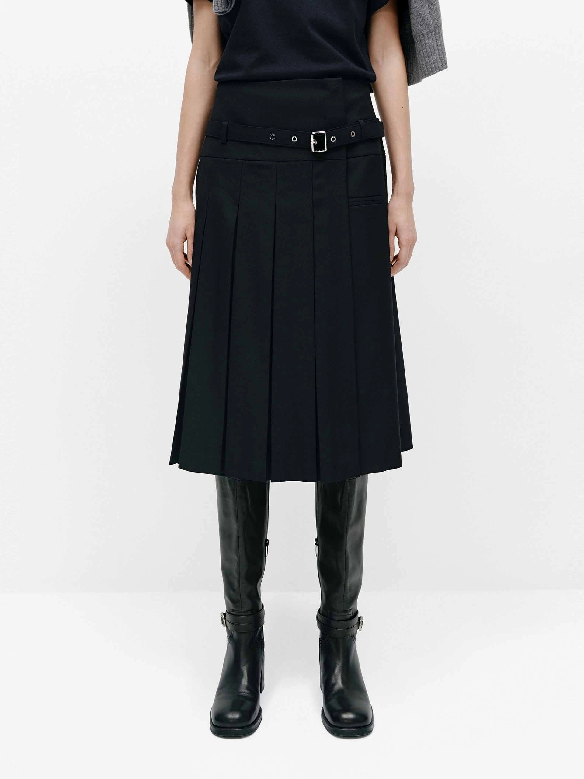 Irregular Hem Pleated Skirt Urban Fit Modern Chic