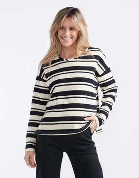 Isla Stripe Top - Cream/Black Cozy Layering Feminine Appeal