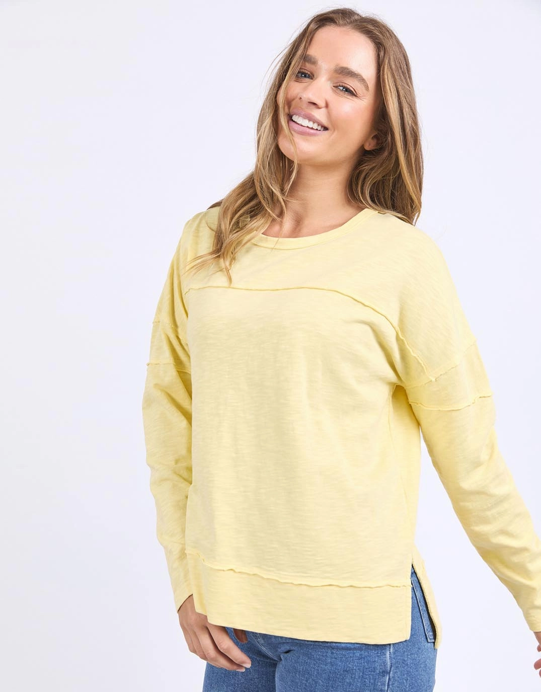 Multi Directional Stretch Jayne Throw On Top - Lemon
