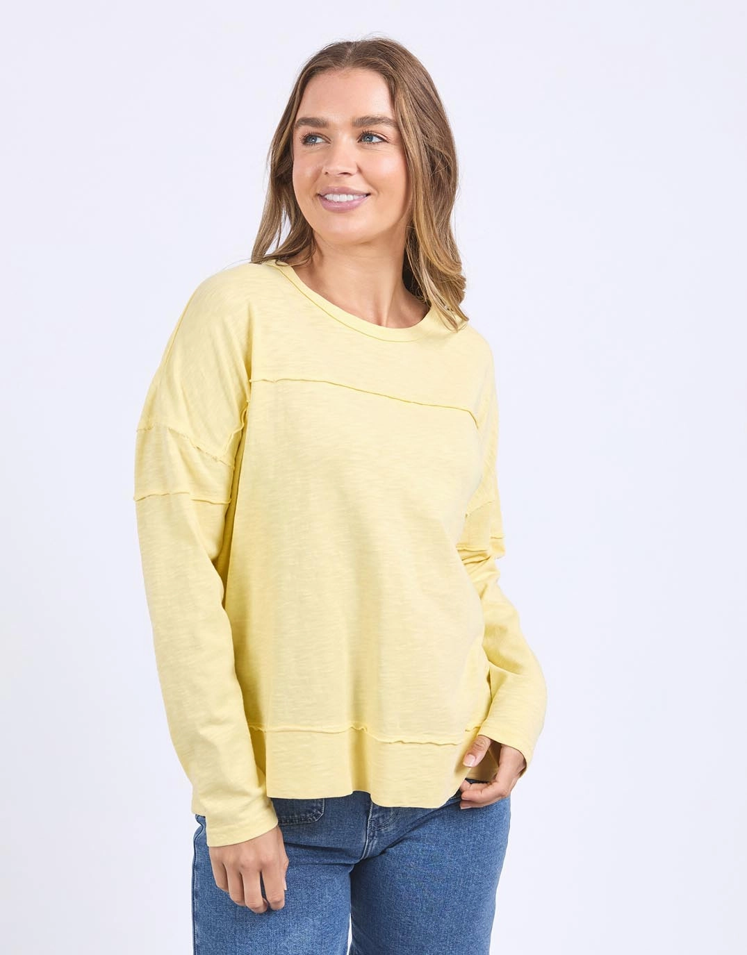 Effortless Comfort Wear Chilly Day Wear Jayne Throw On Top - Lemon