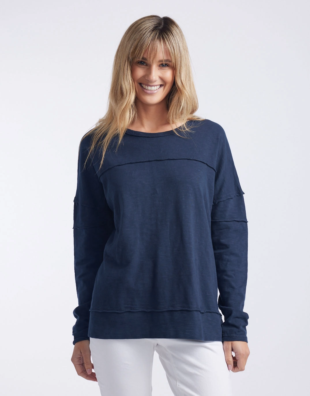 Jayne Throw On Top - Navy Stretch Jersey Knit