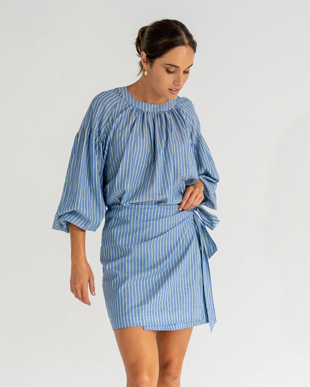 Jedda Wrap Skirt - Voile Stripe Secure Closure