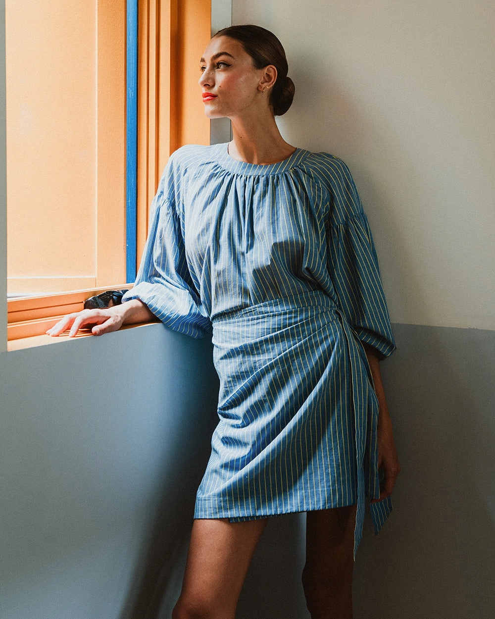 Structured Shape Fresh Mood Jedda Wrap Skirt - Voile Stripe