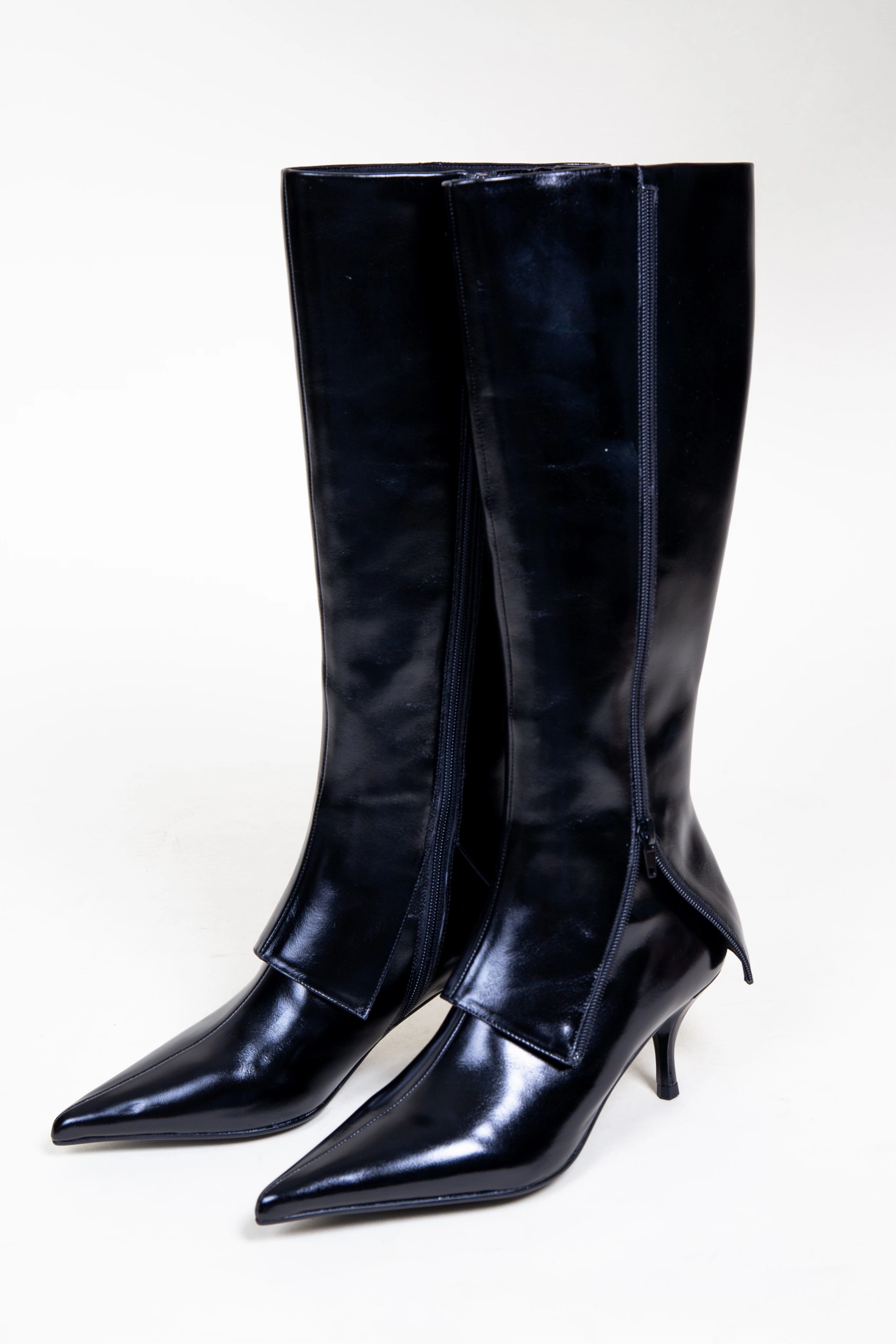 JEFFREY CAMPBELL | Cover Tall Zipped Boot - Black Seamless Comfort Snowy Path