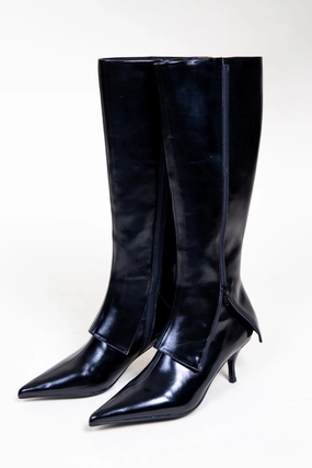 JEFFREY CAMPBELL | Cover Tall Zipped Boot - Black Reinforced Form Night Travel Built For Work