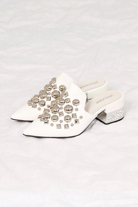 Luxury Dress Shoes JEFFREY CAMPBELL | Helene Slide Heel - White