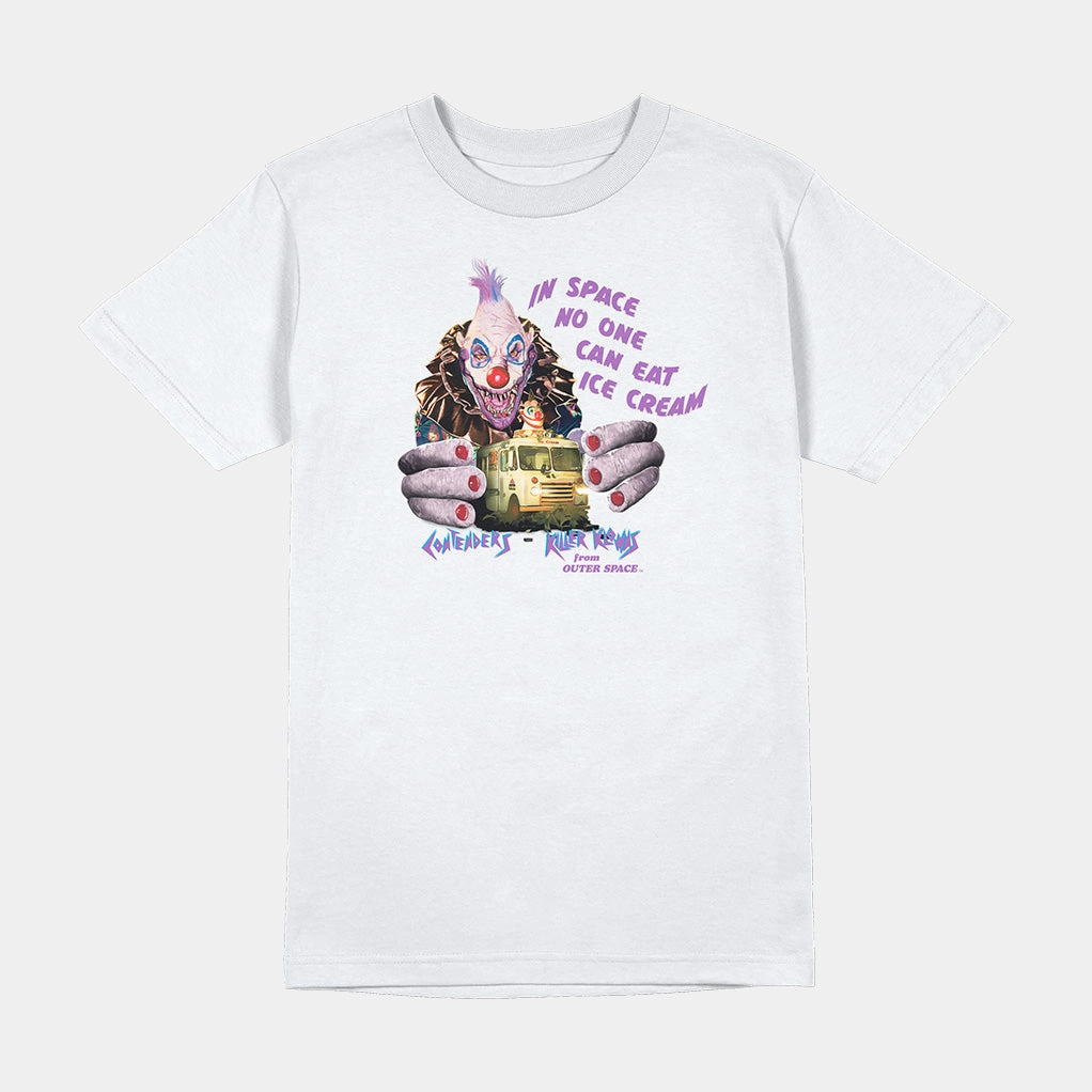 FlatlockSeams Active Design KILLER KLOWNS NO ONE EATS ICE CREAM IN SPACE SHIRT