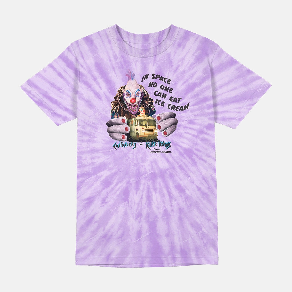 FlexibleCollarStructure KILLER KLOWNS NO ONE EATS ICE CREAM IN SPACE TIE DYE SHIRT