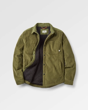Kodiak Sherpa Lined Cord Overshirt - Khaki Street Comfort Fit Compact Packable Feature