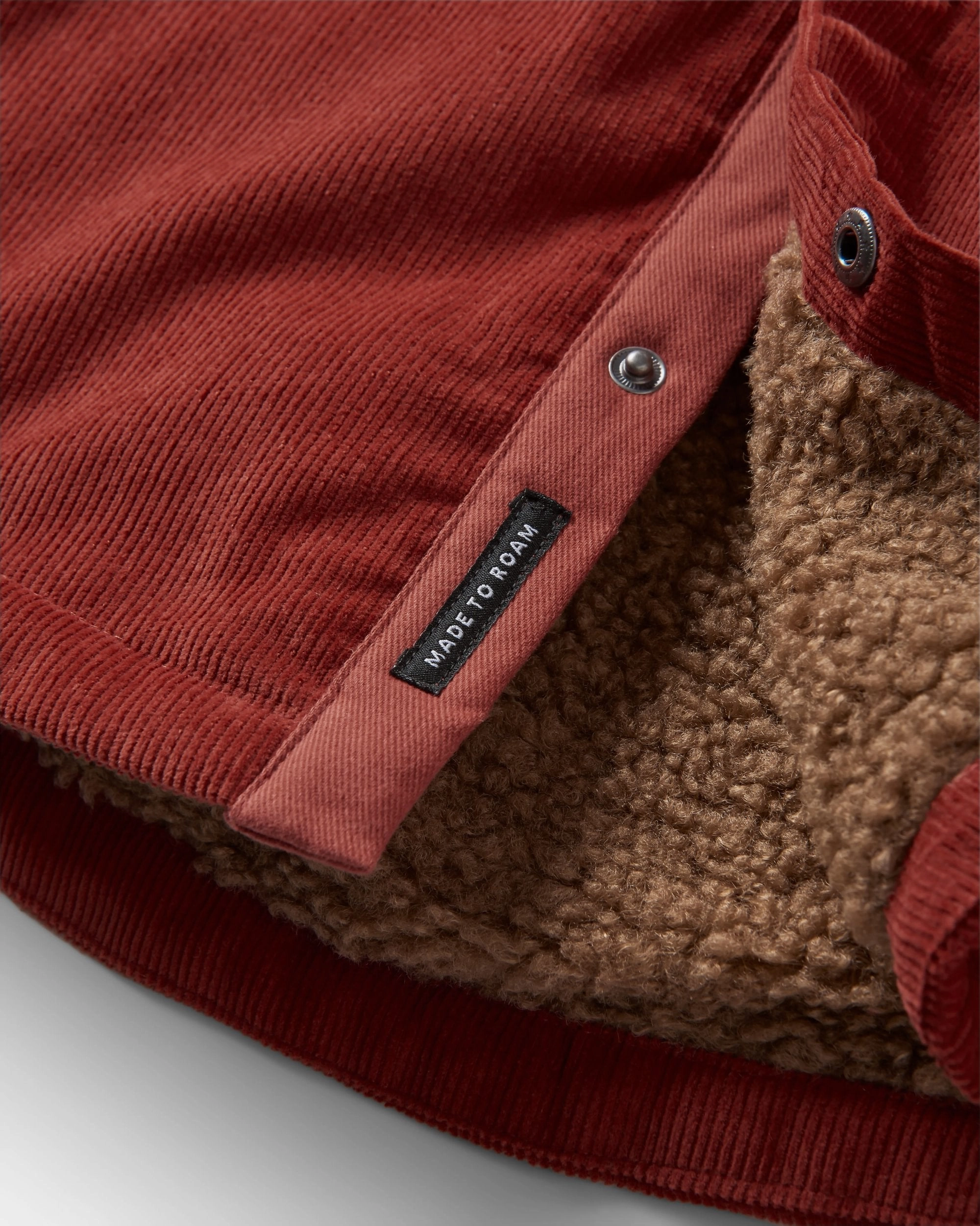 HighNeckDesign Kodiak Sherpa Lined Cord Overshirt - Red Ochre