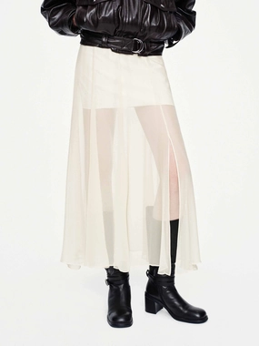 Fresh Look Layered Structure Semi-transparent Midi Skirt