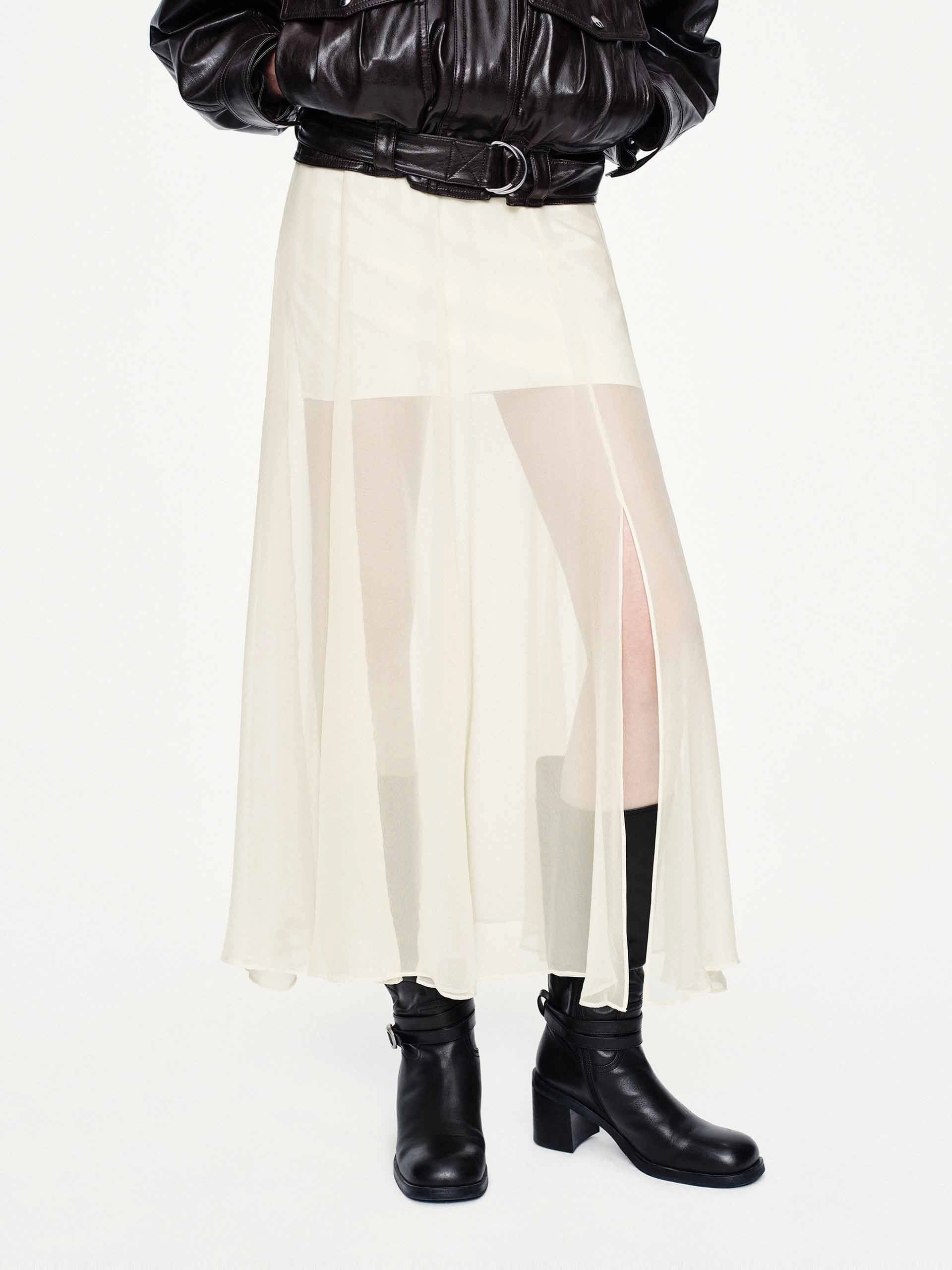 Fresh Look Layered Structure Semi-transparent Midi Skirt