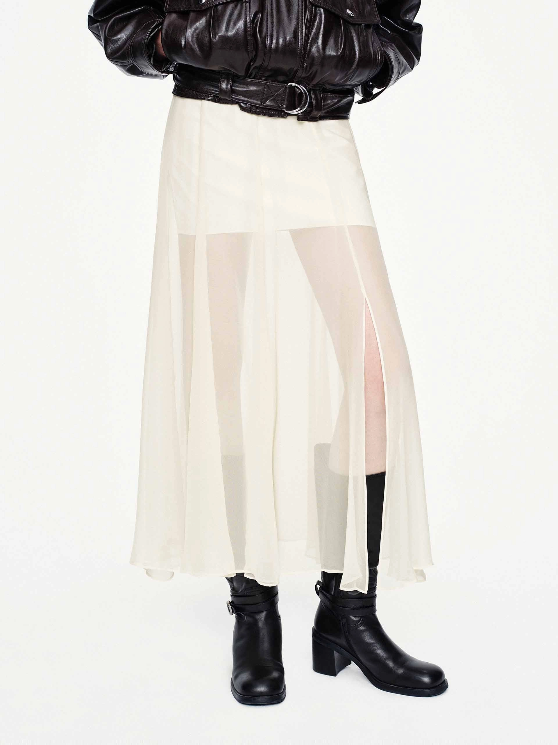 Sleek Comfort Semi-transparent Midi Skirt