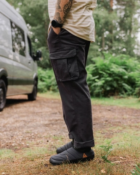 Lakeside Cargo Cotton Trouser - Faded Black Flattering Comfort