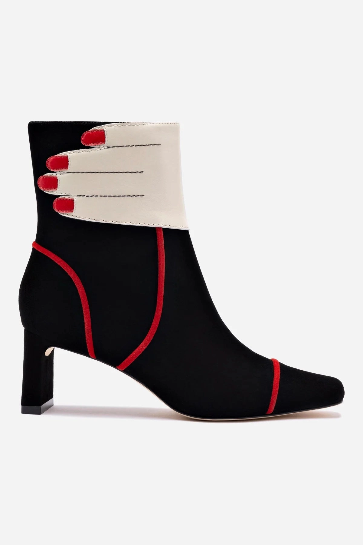 Larroud?? x Libertine Hand Boot In Black, Ivory and Scarlet Leather Water Resistant All Purpose
