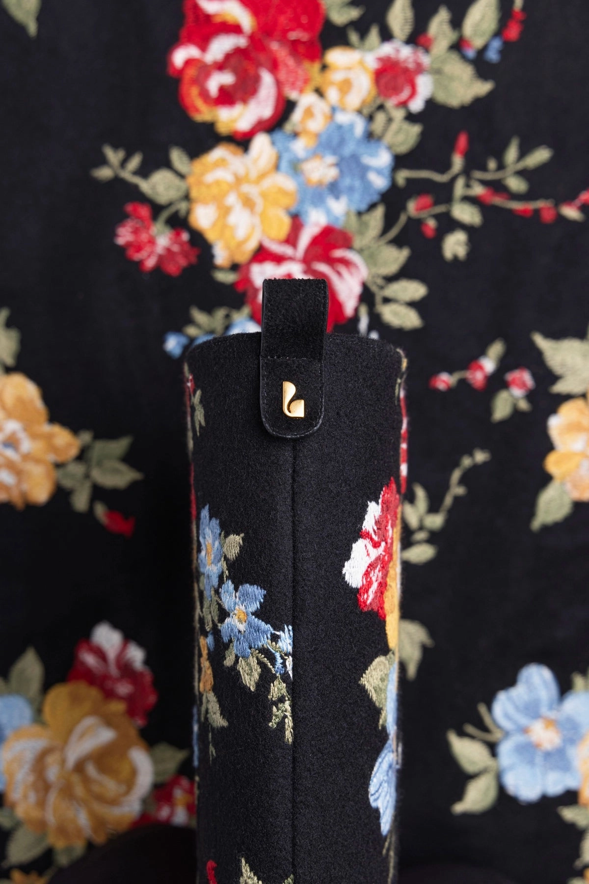 Party Occasion mom style Larroud?? x Markarian Florencia Boot In Floral Embroidery Black Fabric