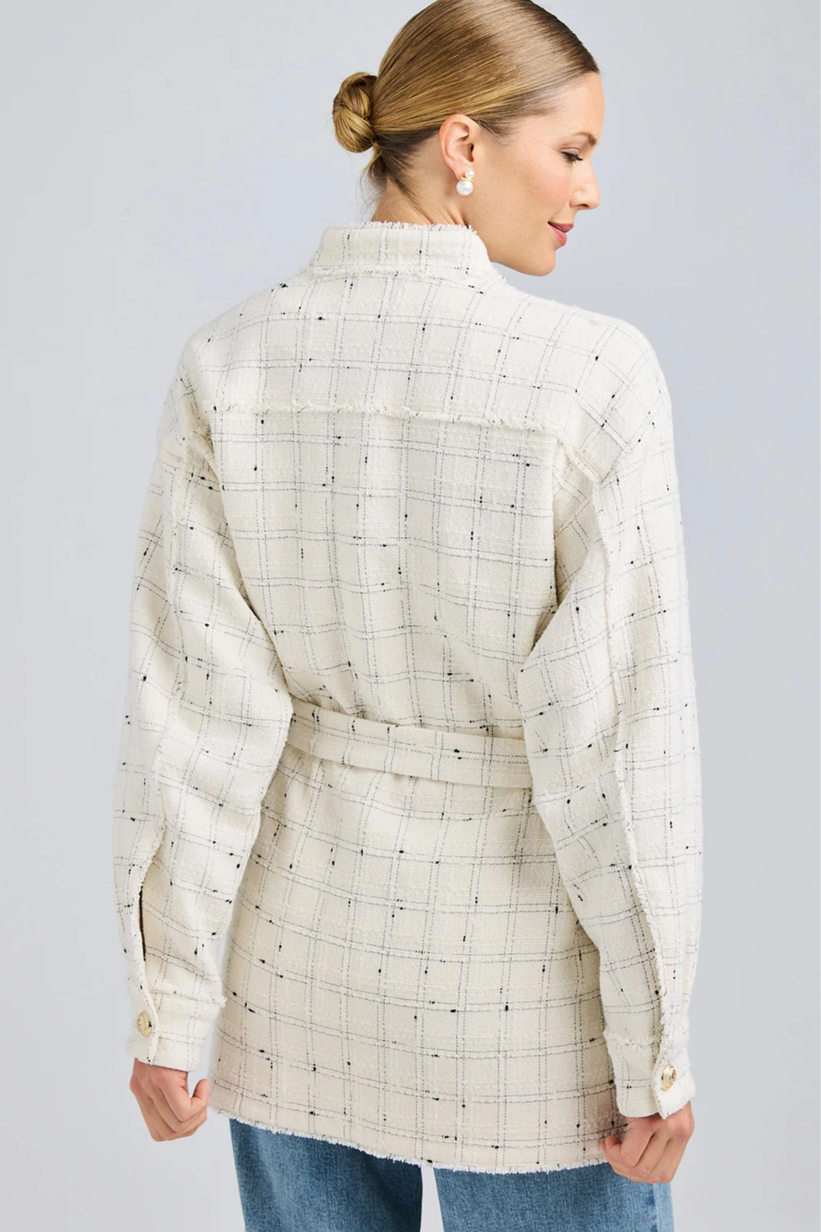 GENERATION LOVE | Lainey Tweed Jacket - White/Black Eco Dye Process