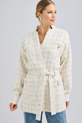 Heat Reflective Layer GENERATION LOVE | Lainey Tweed Jacket - White/Black