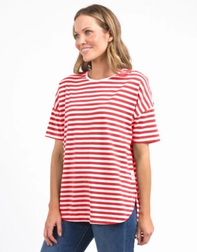 Chic Cut Lauren Short Sleeve Tee - Cayenne Stripe