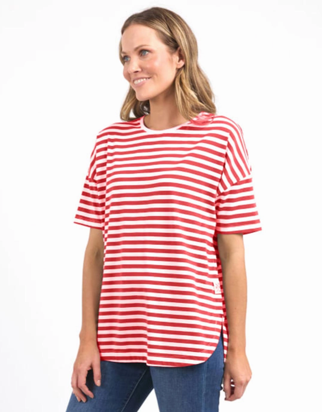 Chic Cut Lauren Short Sleeve Tee - Cayenne Stripe