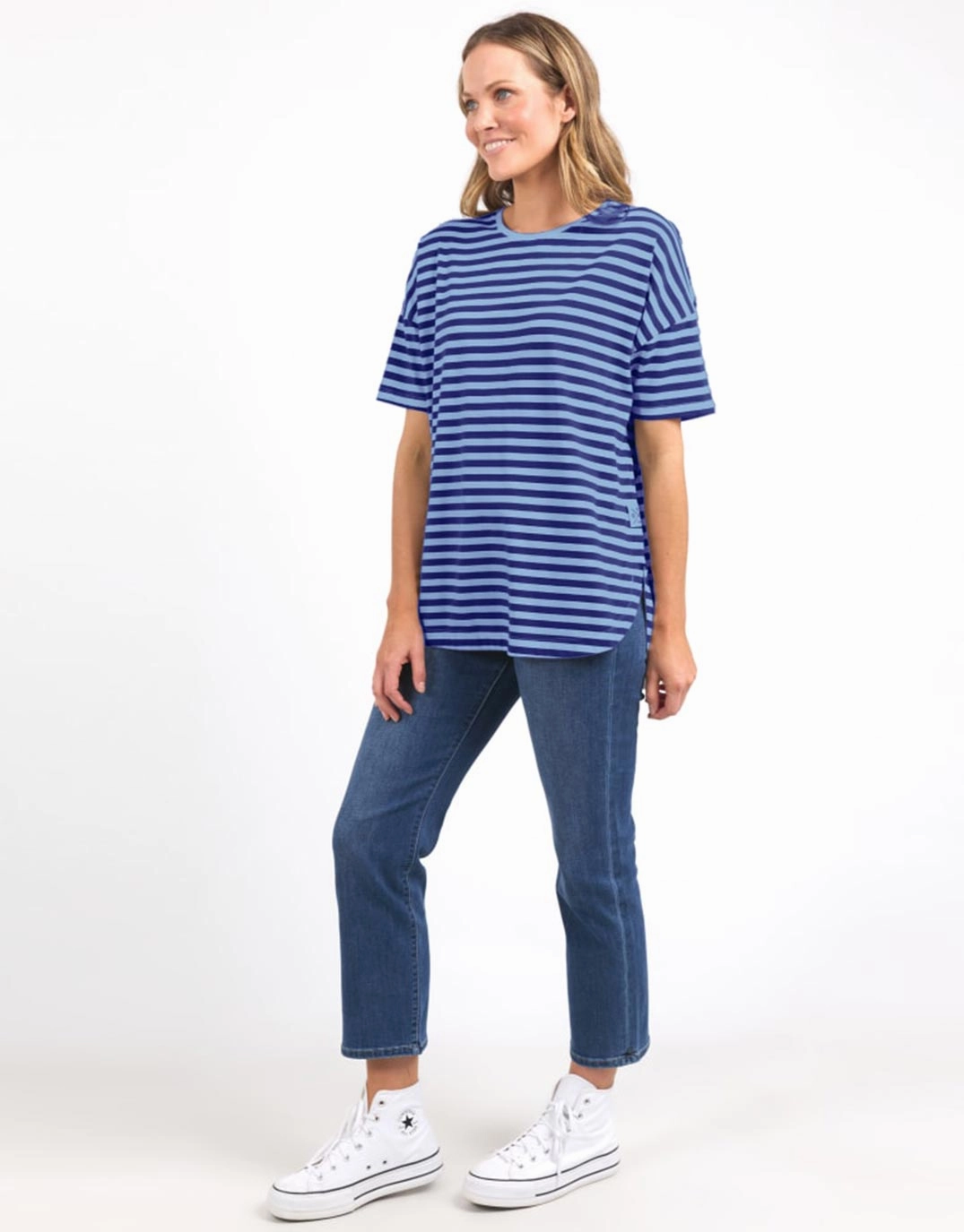 Lauren Short Sleeve Tee - Ocean Blue & Dusk Blue Stripe Good stretch Award-winning