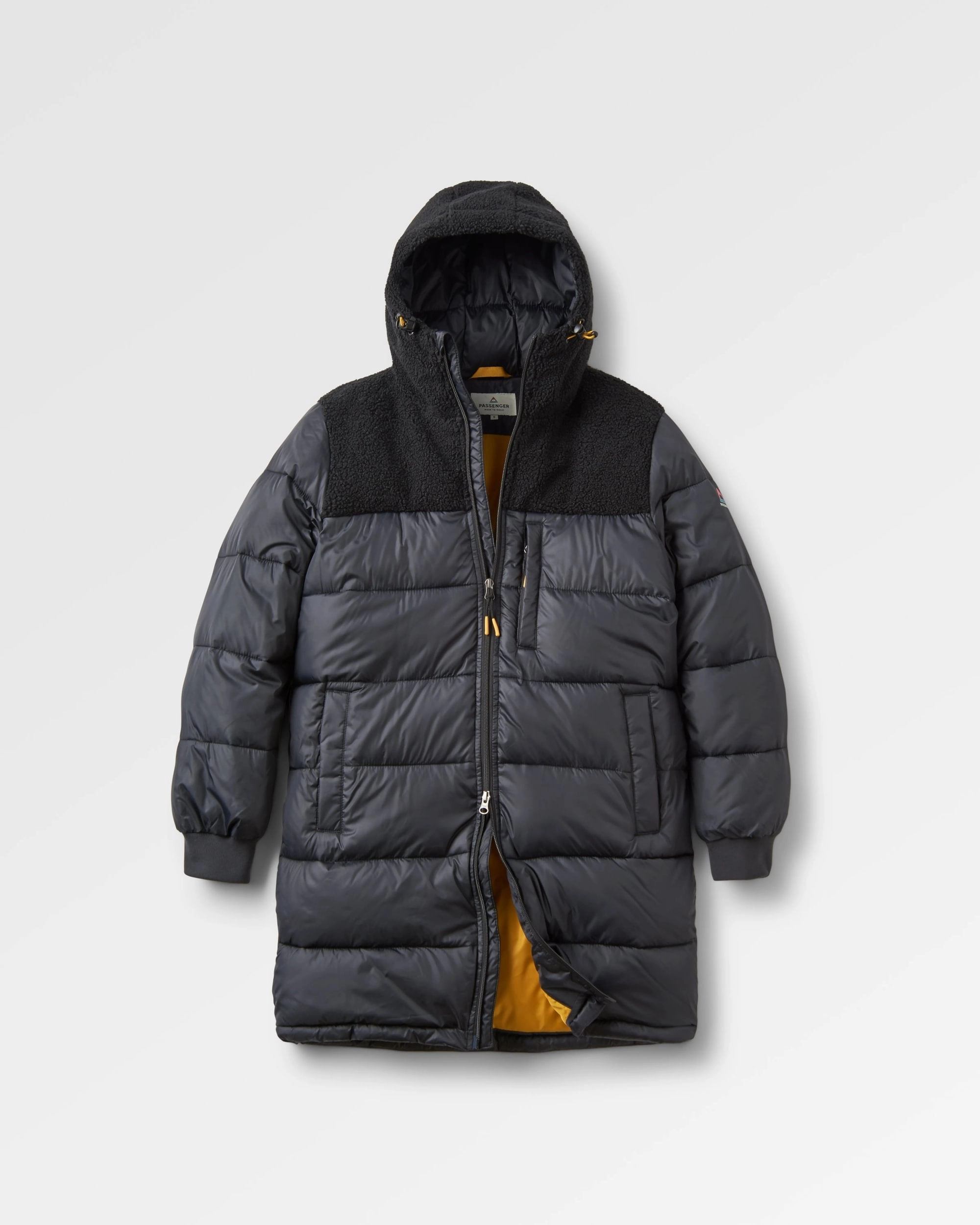 Relaxed Fit Structure Elowen Hooded Recycled Insulated Jacket - Black