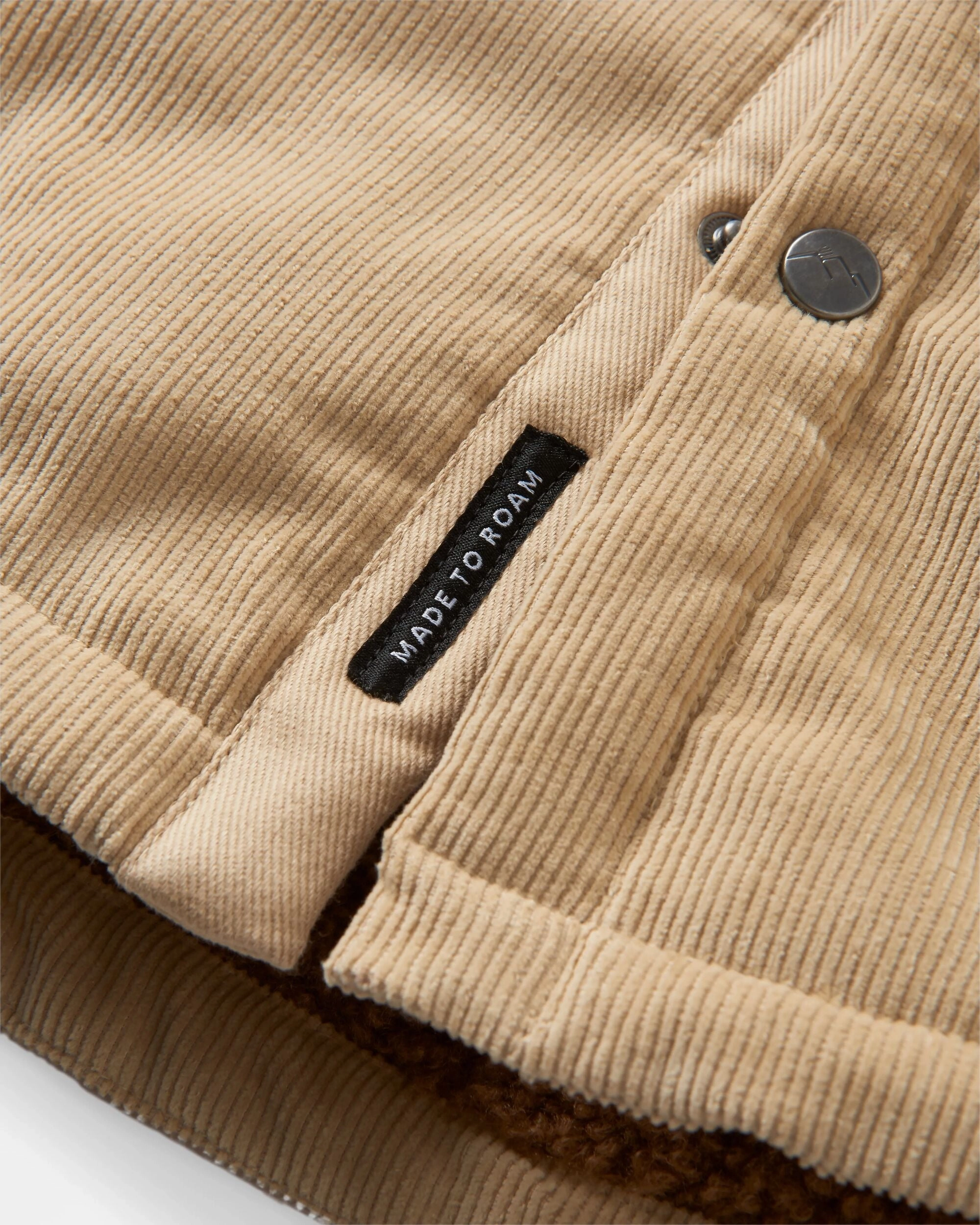 Smooth Flat Collar Kodiak Sherpa Lined Cord Overshirt - Stone