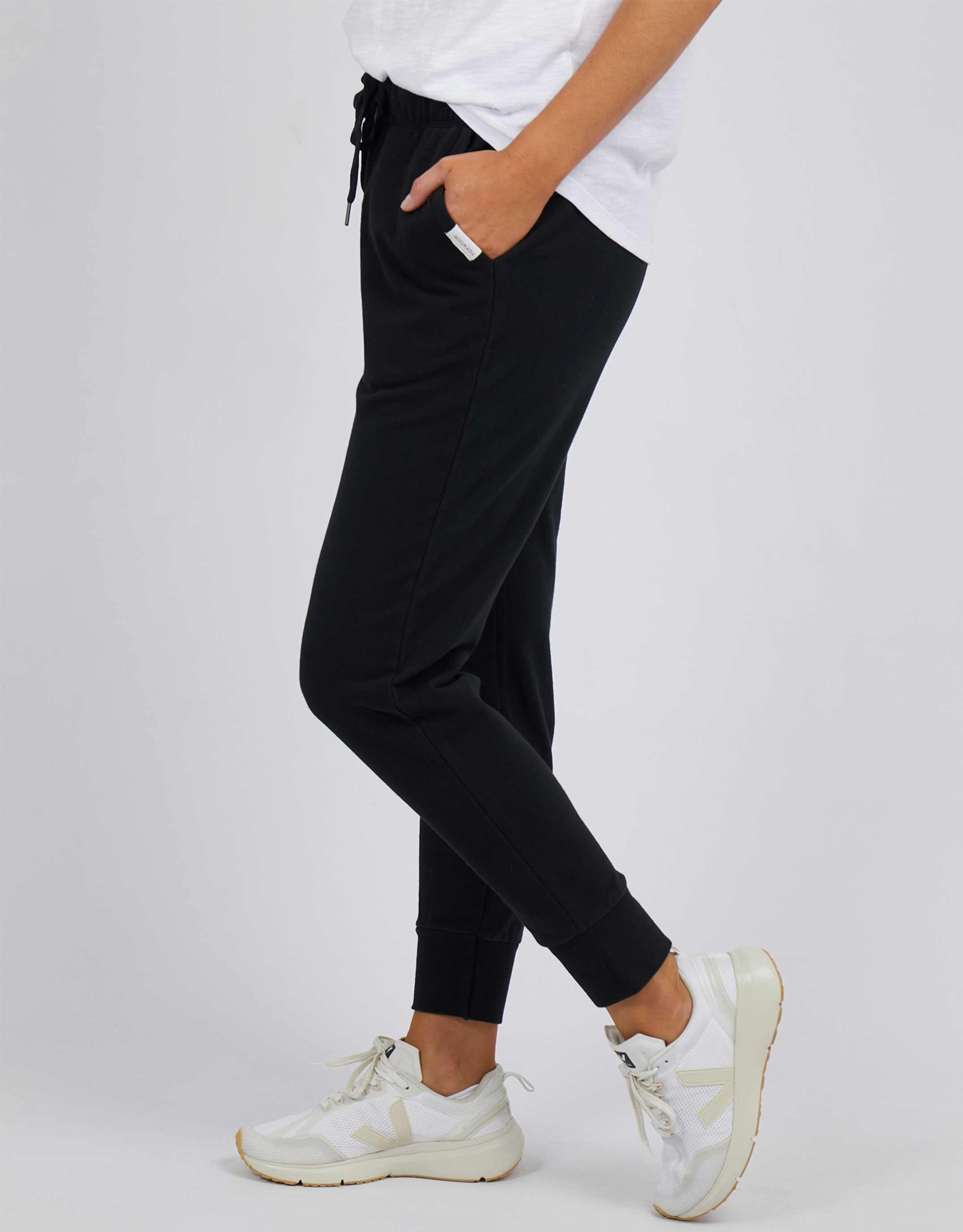 Double Layered Hem Simple Silhouette Lazy Days Pant - Black