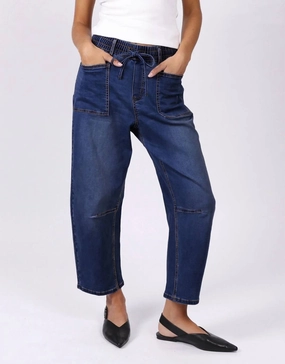 School Fit Simple Comfort Leo Barrel Jeans - Ink