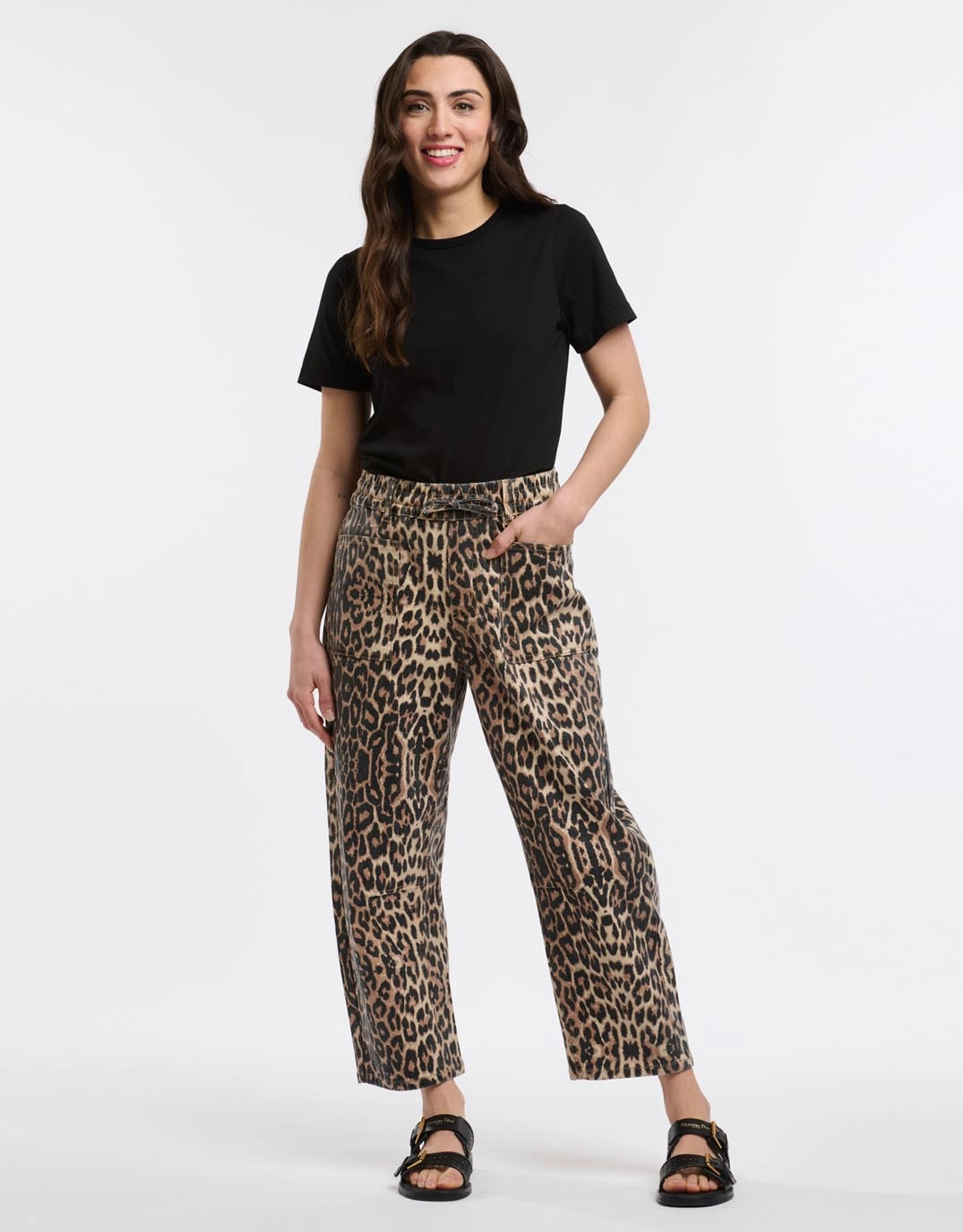 Colorfast Denim Leo Barrel Jeans - Leopard Print