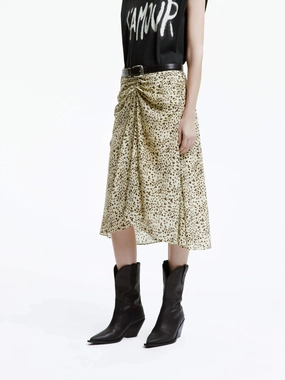 Leopard Print Silk Skirt Minimal Touch
