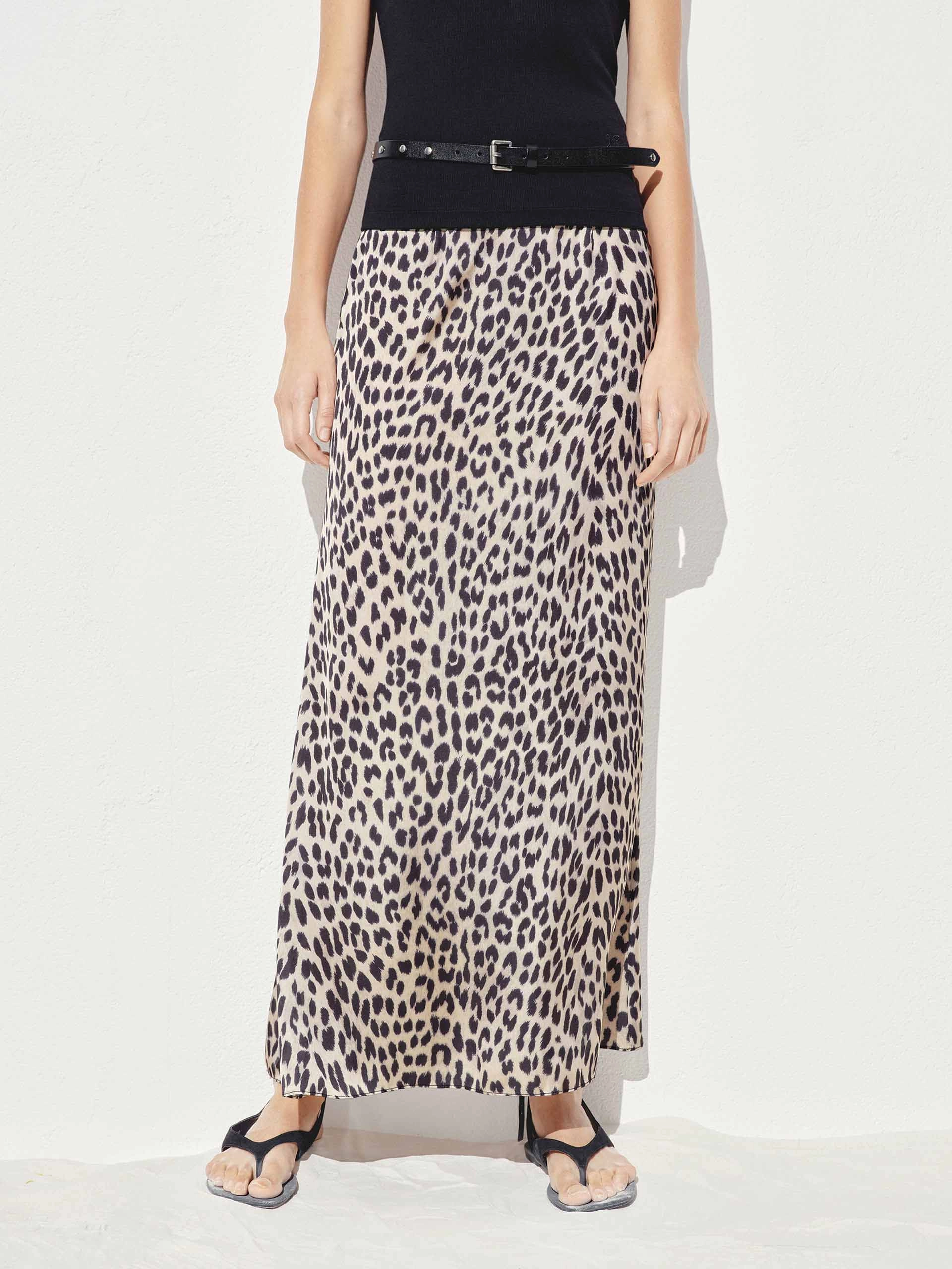 Leopard Print Straight Maxi Skirt Daily Wear Transitional Wear