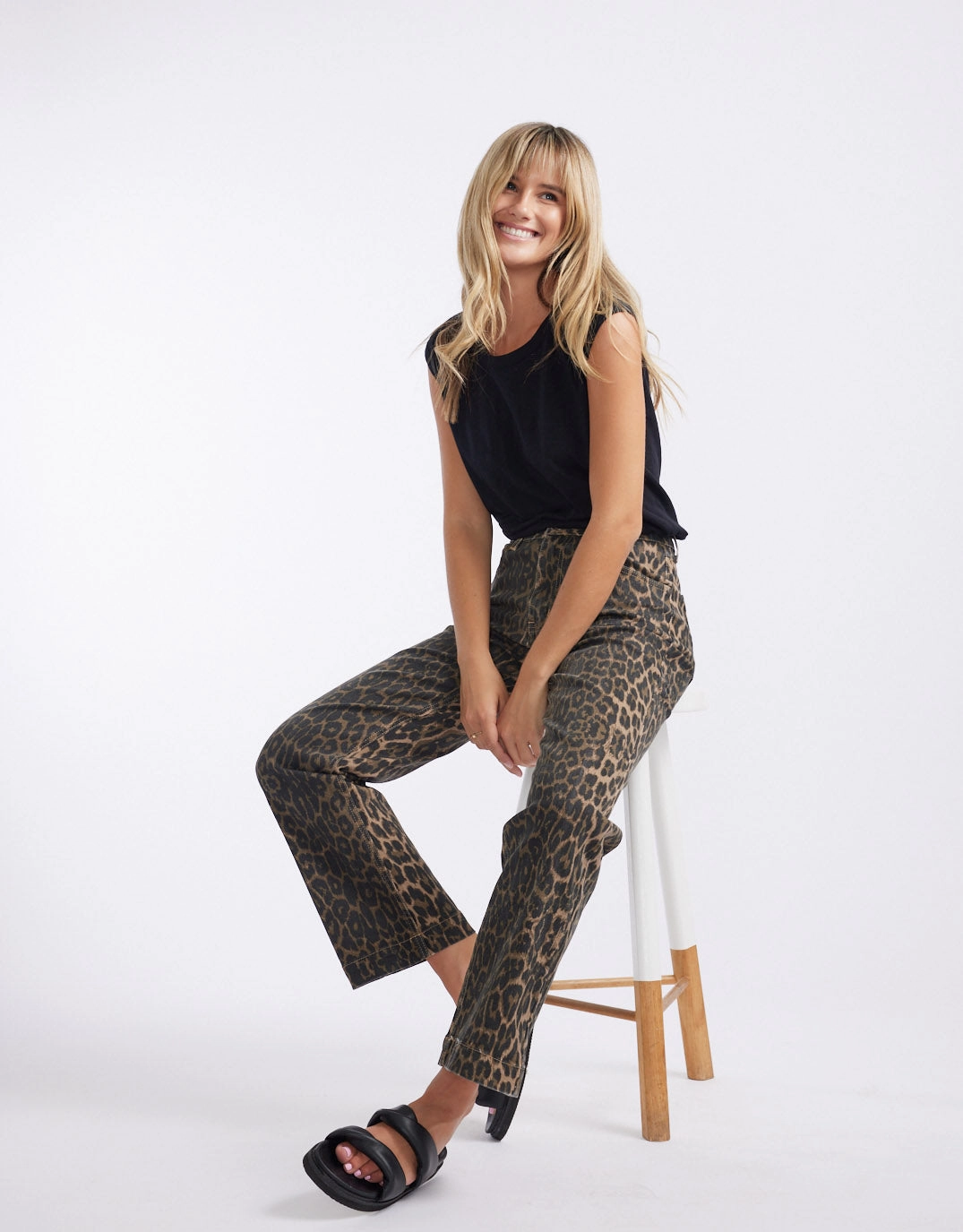 Stretch Straight Leg Jean - Leopard Print All Day Comfort