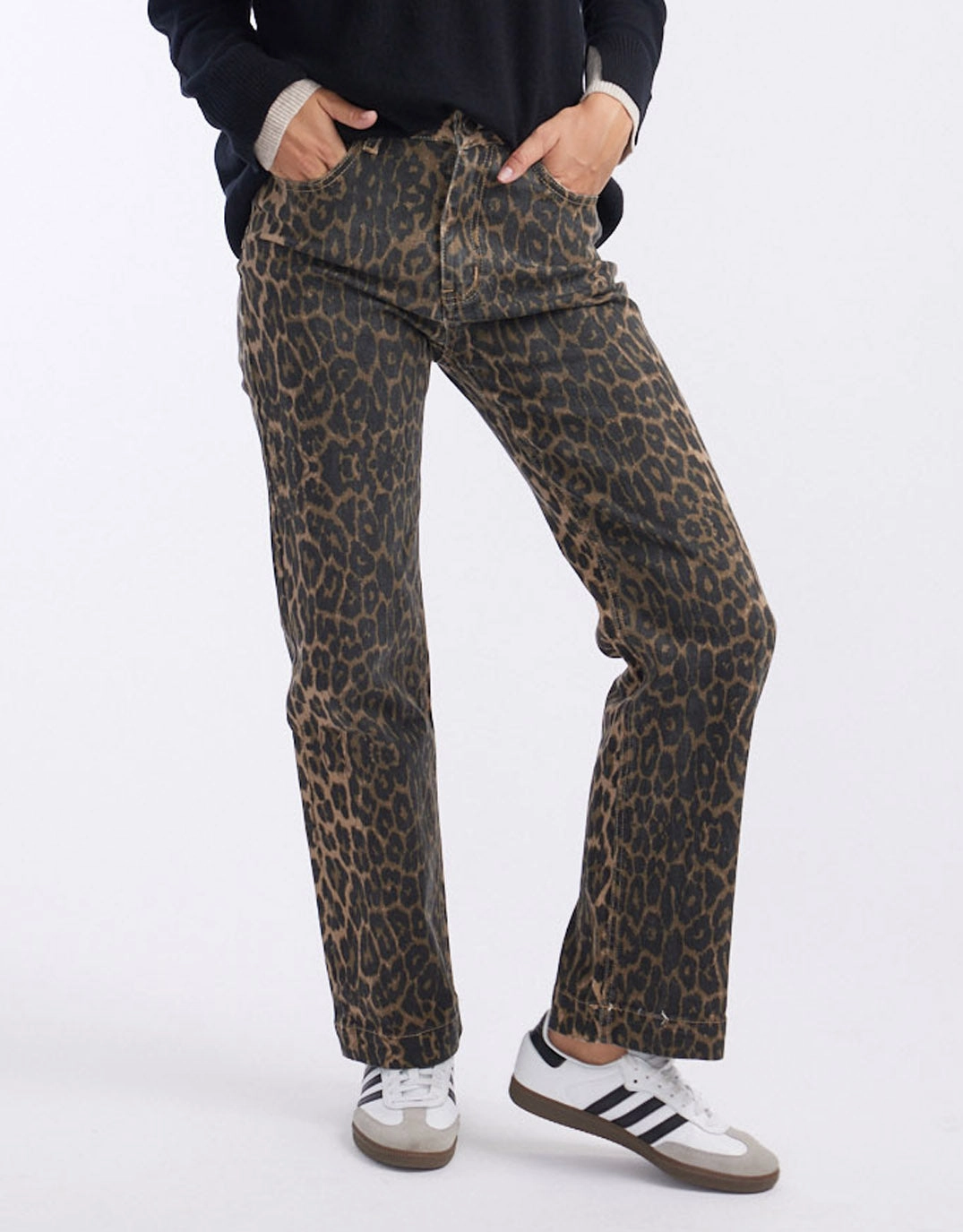 Stretch Straight Leg Jean - Leopard Print Artist Vibe Smooth