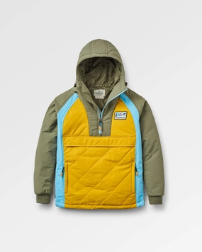 Ocean Recycled Insulated Anorak - Dusty Olive/Heritage Yellow Soft touch finish Sunday Walk Style