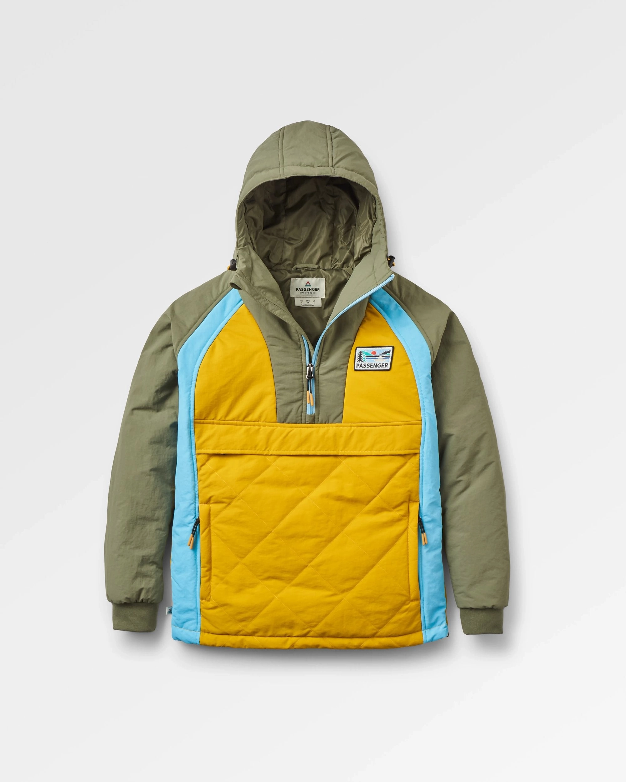 Ocean Recycled Insulated Anorak - Dusty Olive/Heritage Yellow Soft touch finish Sunday Walk Style