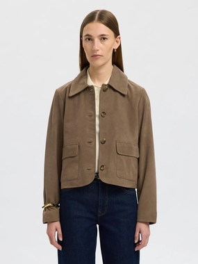 SELECTED Kaya Suede Jacket in Fungi Cold Weather Gear