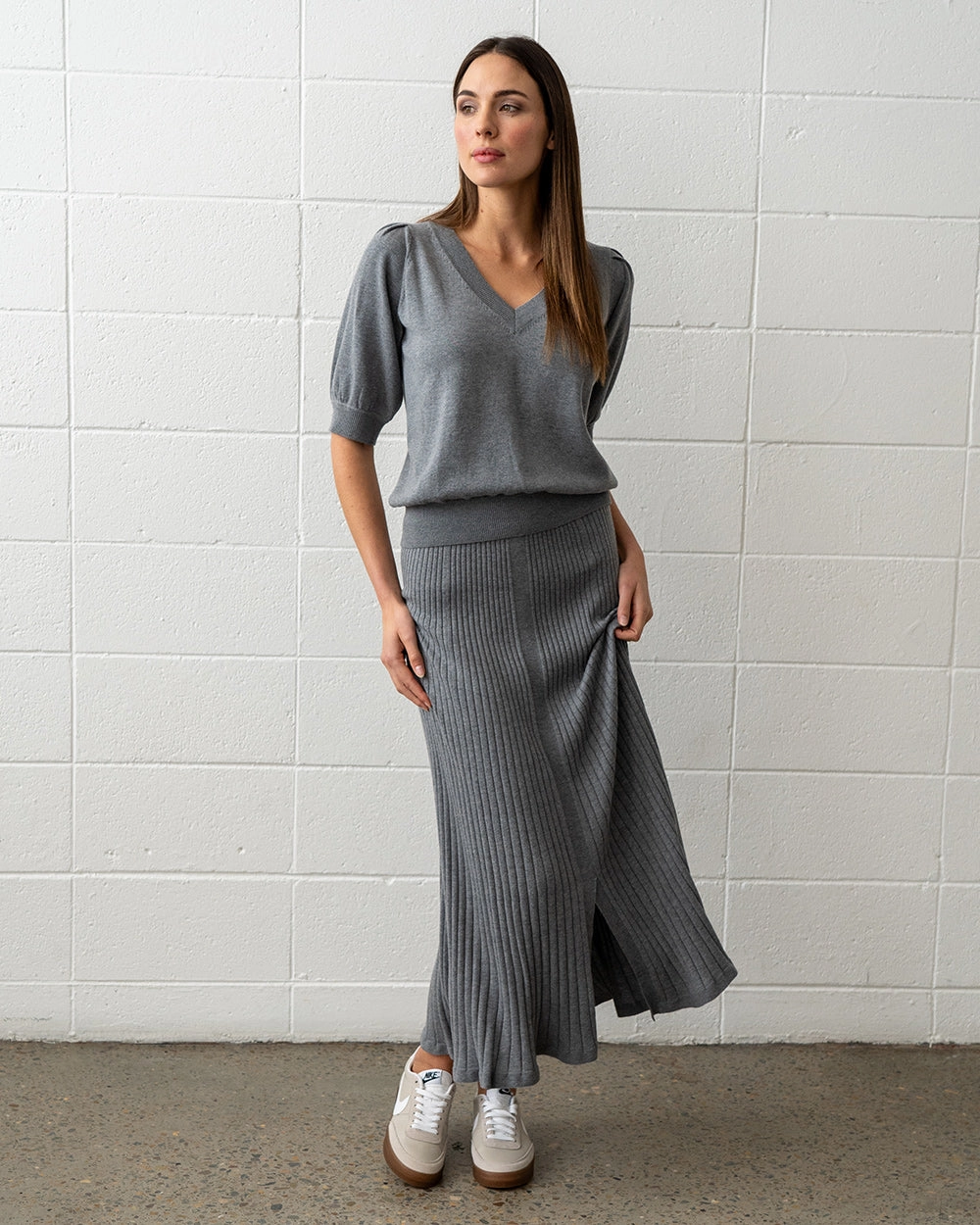 Clean Style Callie Knit Skirt - Thunder Grey