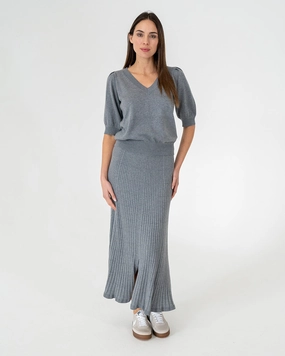 Callie Knit Skirt - Thunder Grey All Season Wear Neat Style