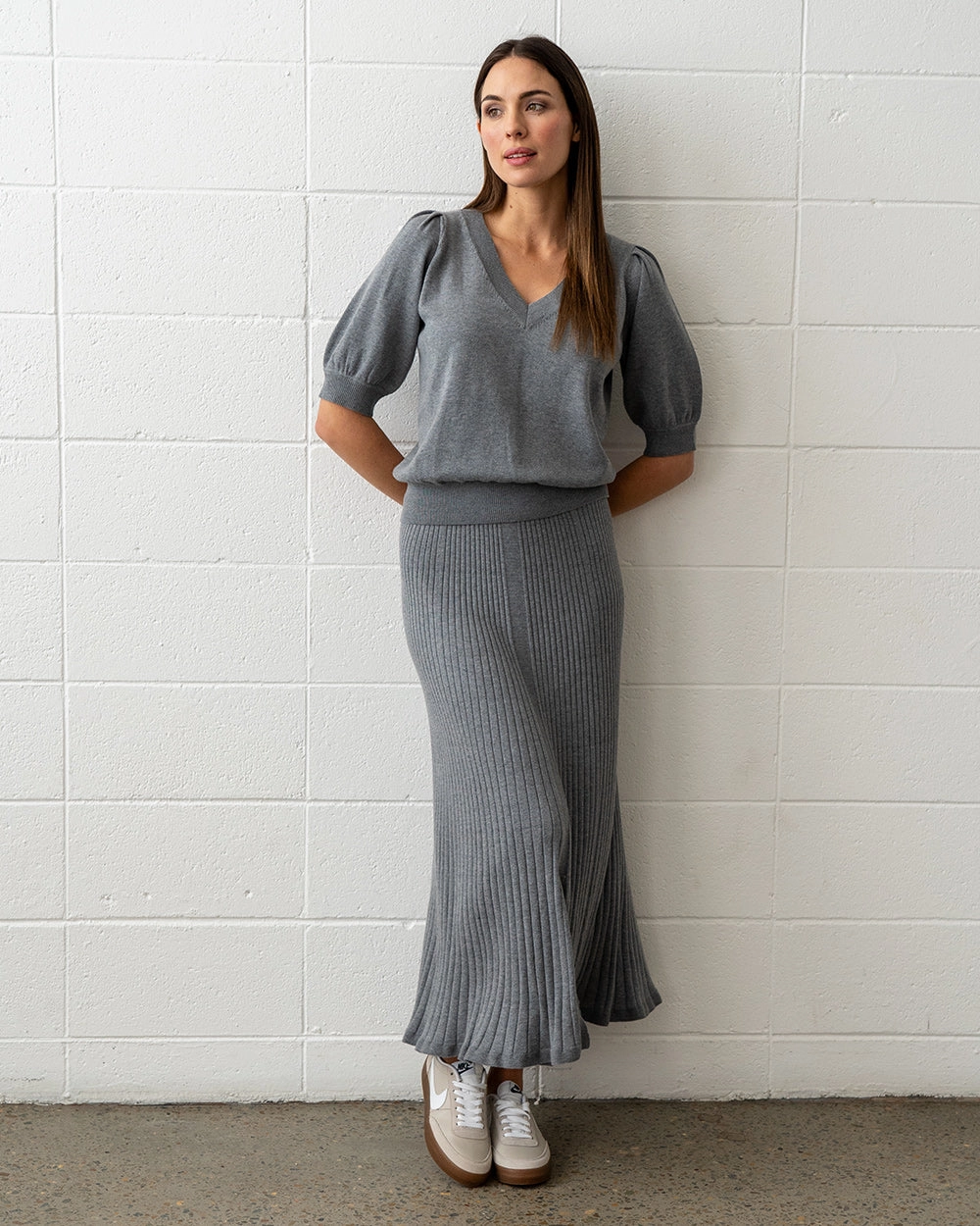 Teen Fashion Callie Knit Skirt - Thunder Grey